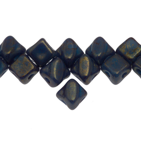 Czech Glass 5mm Two Hole Silky Beads Opaque Light Blue Lumi Luster