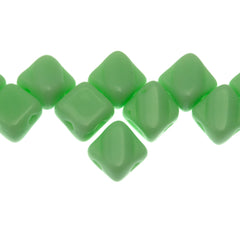 40 Czech Glass 6mm Two Hole Silky Beads Opaque Jade (53100)