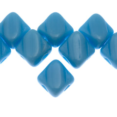 Czech Glass 6mm Two Hole Silky Beads Opaque Light Blue