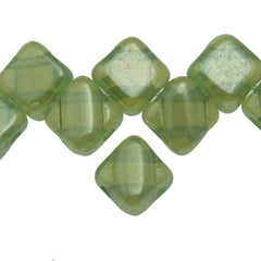 Czech Glass 6mm Two Hole Silky Beads Milky Jonquil Luster