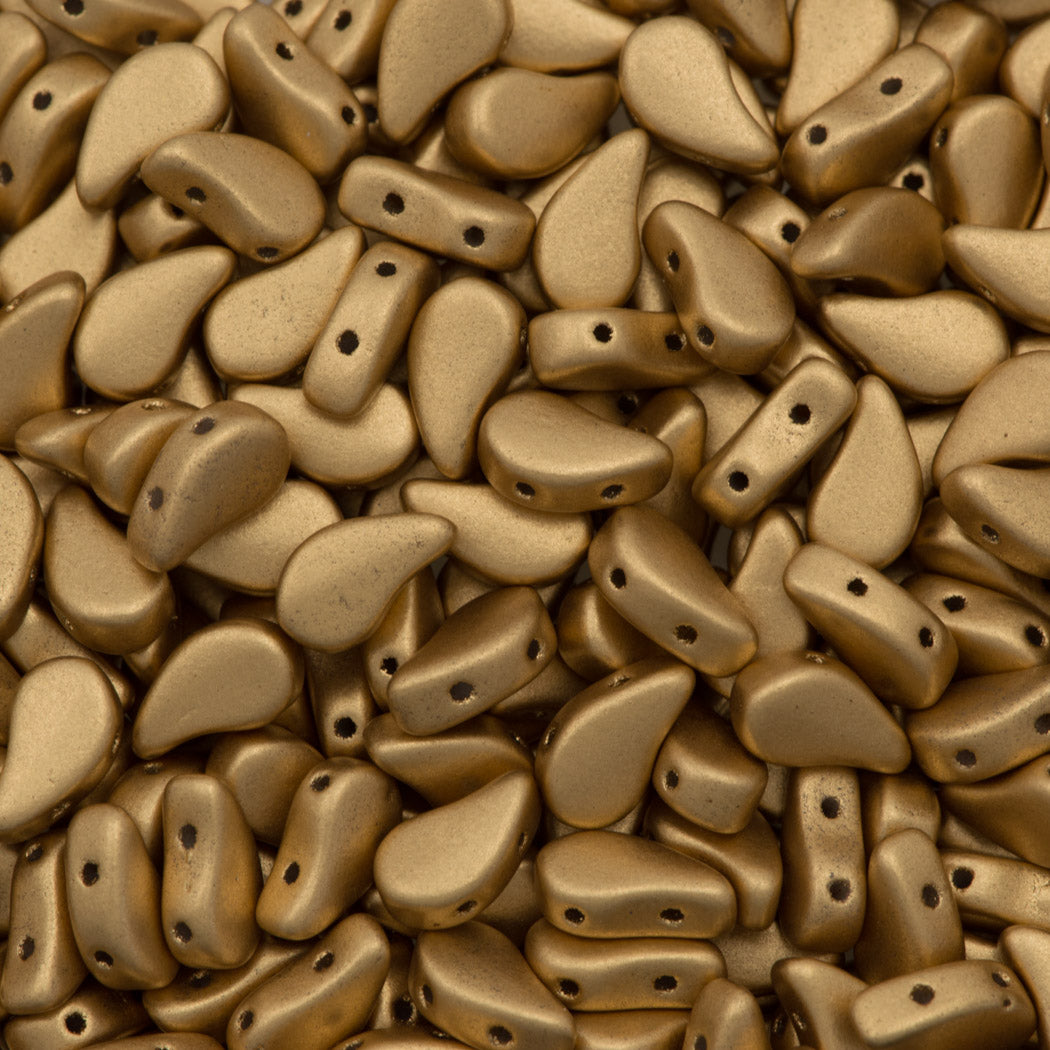 Paisley Duo 8x5mm Two Hole Bead Metalllic Flax 21g Tube (01710)