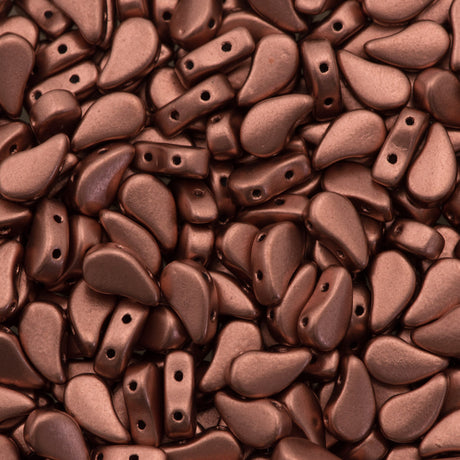 Paisley Duo 8x5mm Two Hole Bead Metallic Bronze Copper 21g Tube (01780)