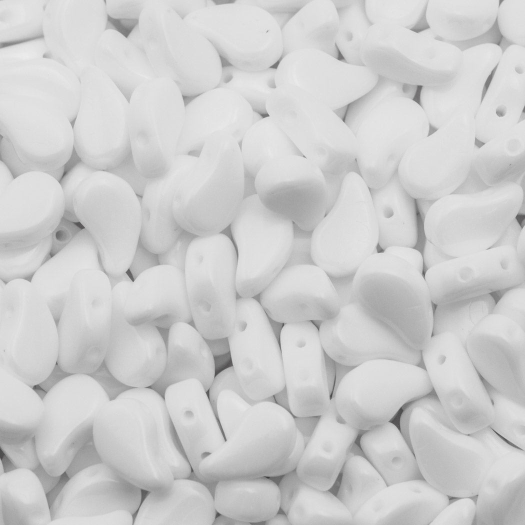 Paisley Duo 8x5mm Two Hole Bead Opaque White 21g Tube (03000)