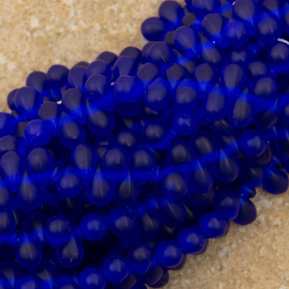 90 Czech 6x4mm Tear Drop Matte Cobalt Beads (30090M)
