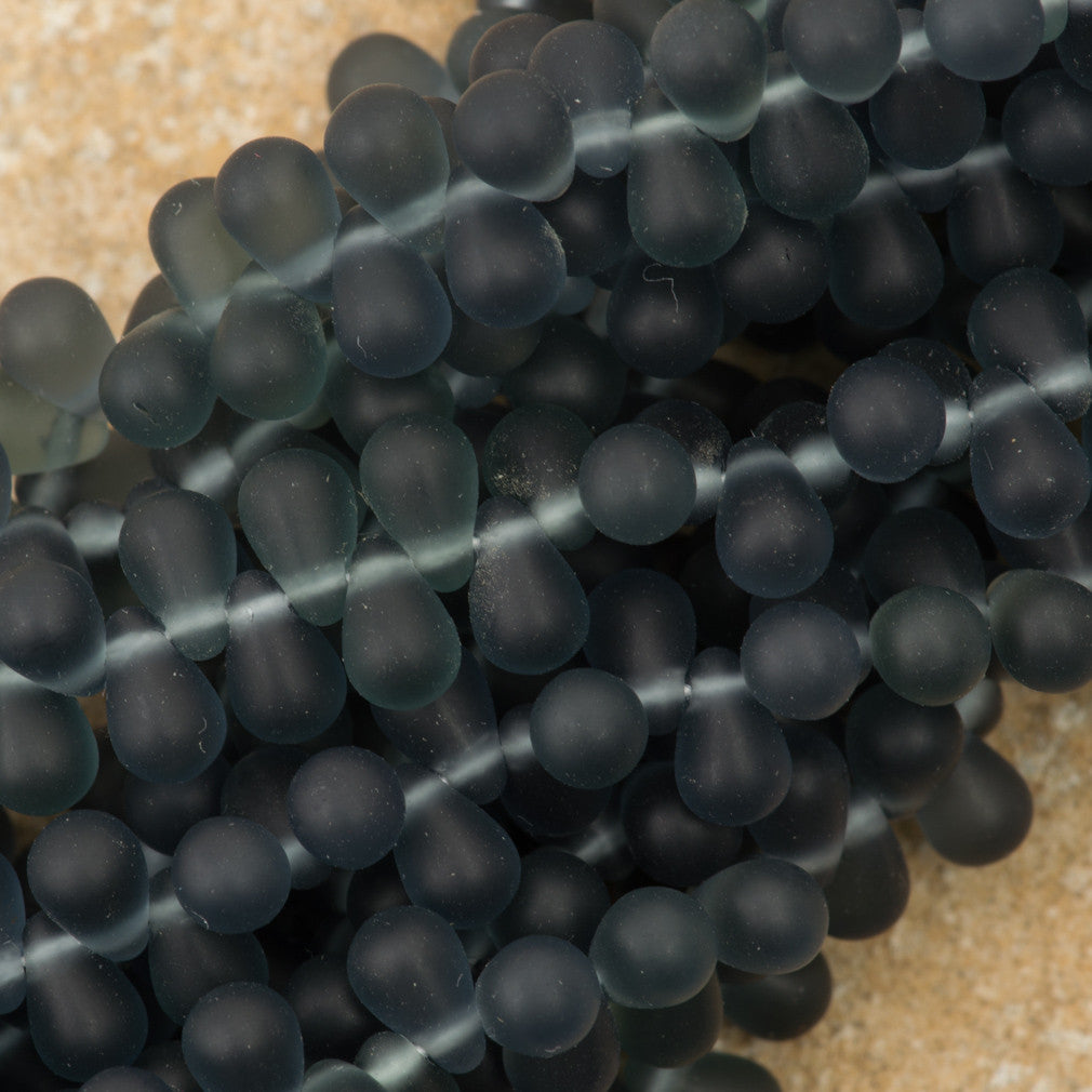 90 Czech 6x4mm Tear Drop Matte Montana Blue Beads (30330M)