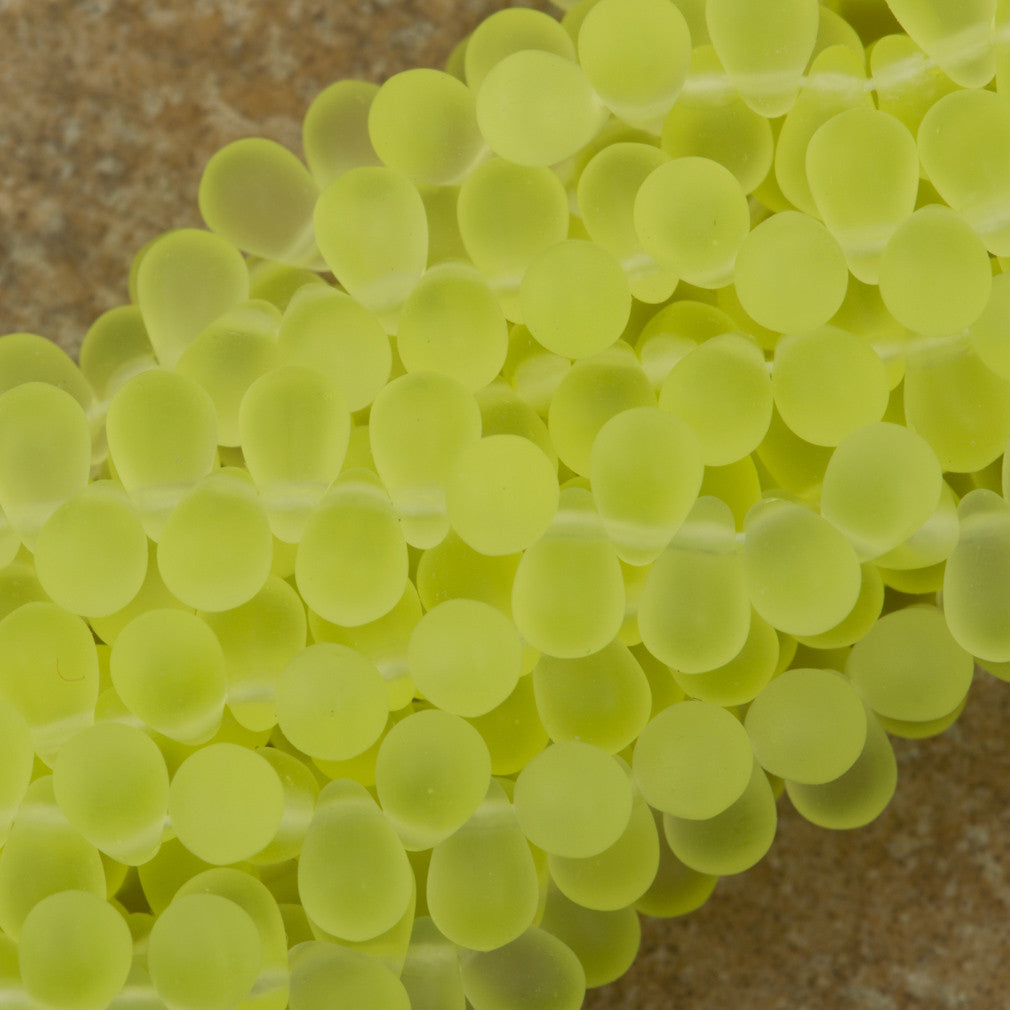 90 Czech 6x4mm Tear Drop Matte Jonquil Beads (80130M)