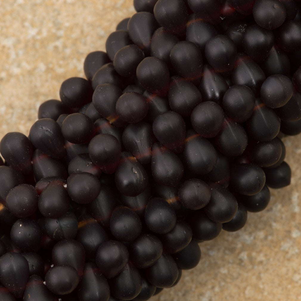 90 Czech 6x4mm Tear Drop Matte Garnet Beads (90110M)