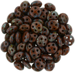 CzechMates 6mm Four Hole QuadraLentil Umber Picasso Beads 15g (13610T)