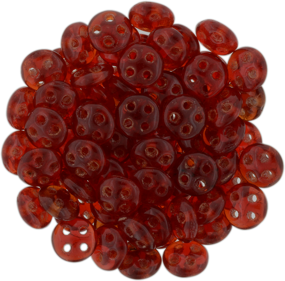 CzechMates 6mm Four Hole QuadraLentil Siam Ruby Beads 15g (90080)