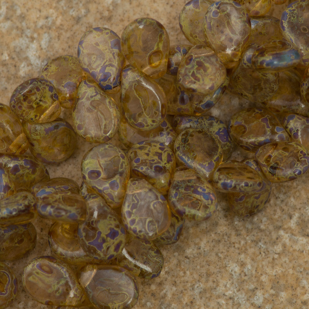 65 Preciosa Pip Transparent Light Amethyst Travertin Beads (20040TV)