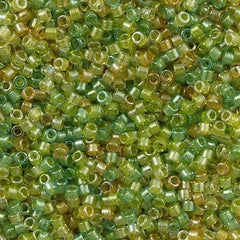 Miyuki Delica Seed Bead 11/0 Inside Dyed Color Amber Peridot Mix 2-inch Tube DB983