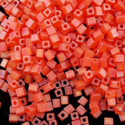 Miyuki 4mm Cube Seed Bead Matte Orange AB 10g SB4-138FR