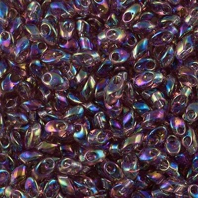 Miyuki Long Magatama Seed Bead Transparent Lavender AB 8g Tube (256)