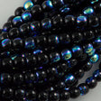 100 Czech 6mm Pressed Glass Round Beads Jet AB (23980X)