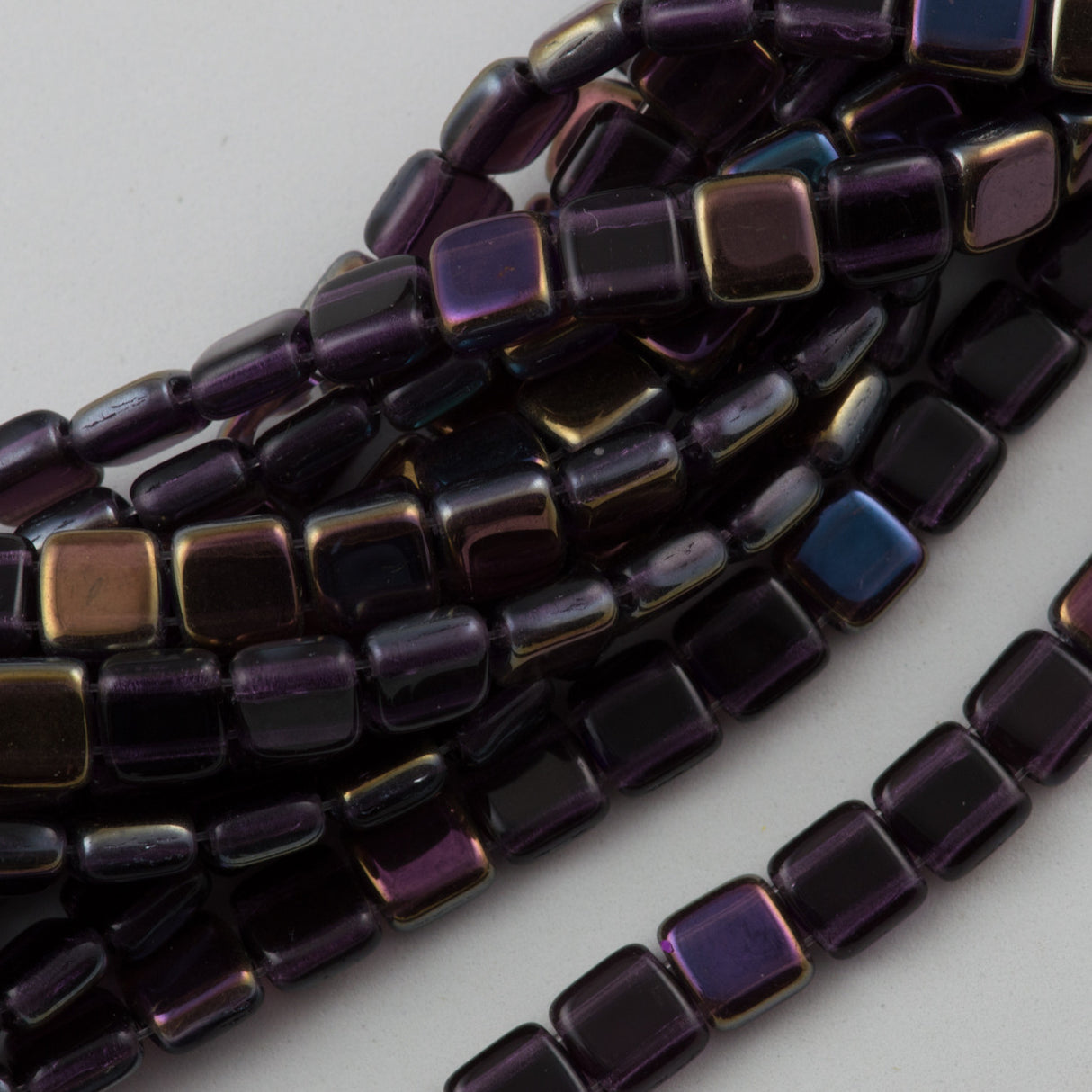 50 CzechMates 6mm Two Hole Tile Beads Tanzanite Twilight (20510W)