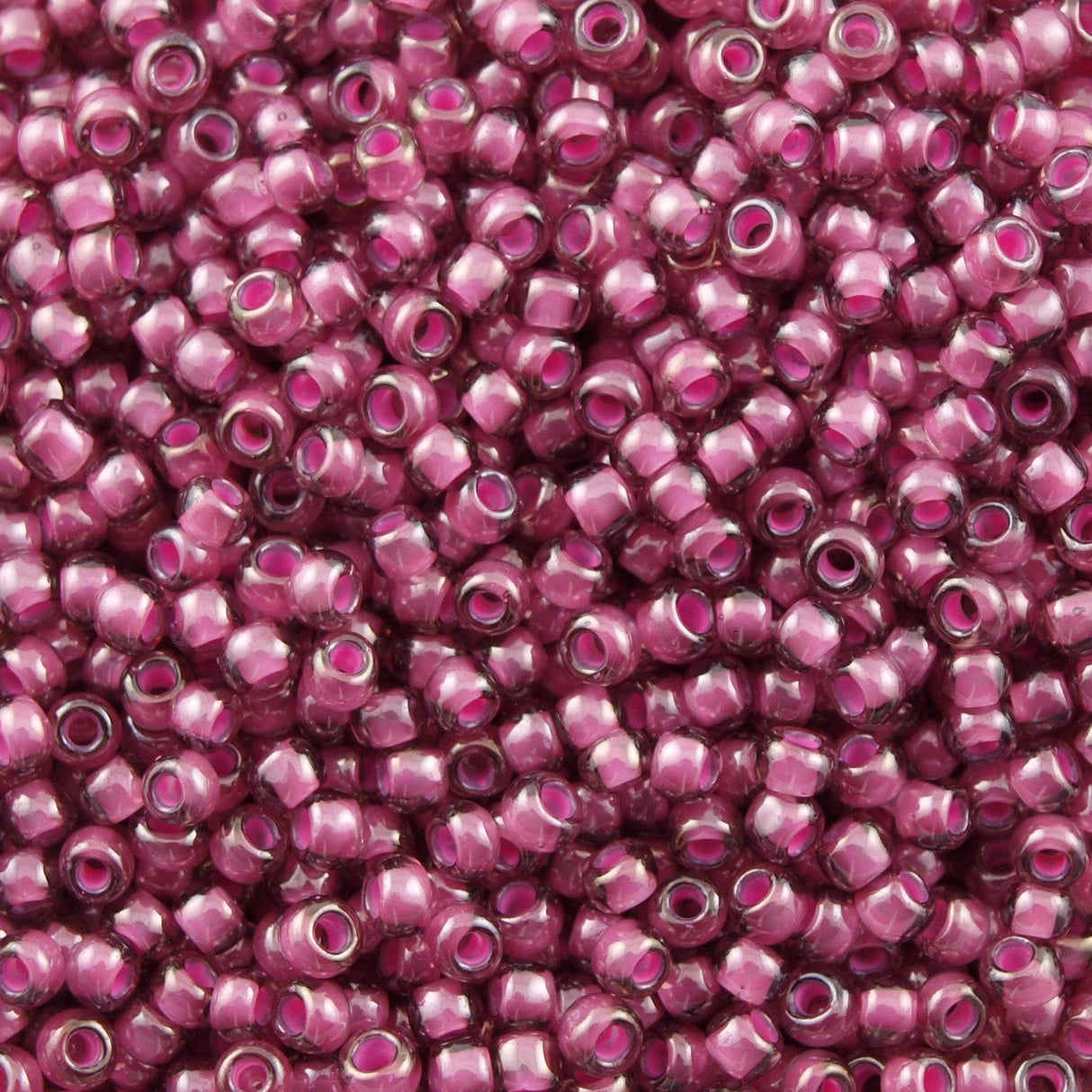 50g Toho Round Seed Bead 11/0 Pink Inside Color Lined Light Amethyst (959)