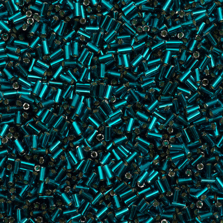 Toho 3mm Bugle Bead Silver Lined Dark Teal 2.5-inch Tube (27BD)
