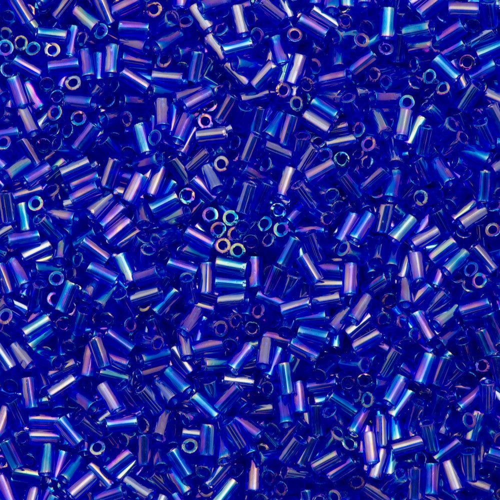 Toho 3mm Bugle Bead Transparent Periwinkle AB 2.5-inch Tube (87)