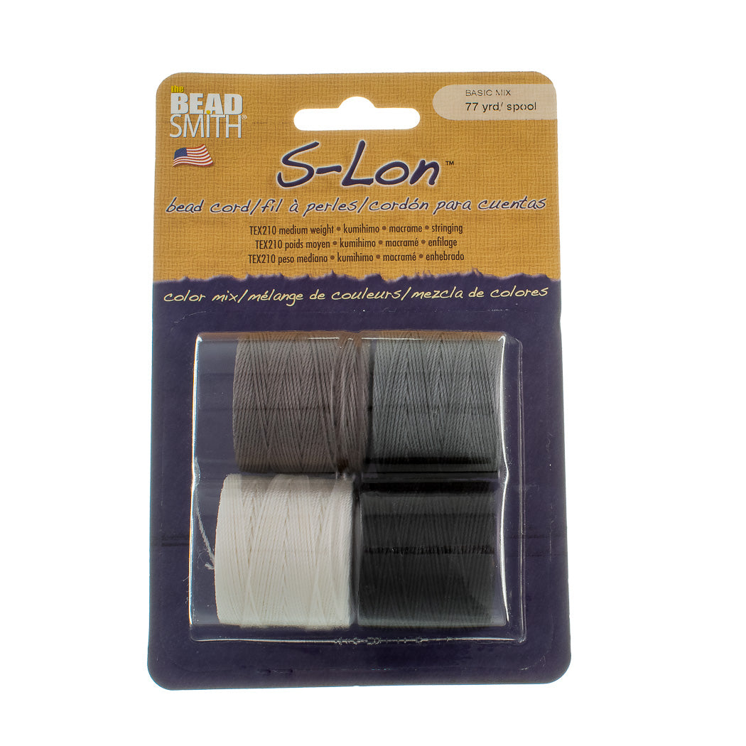 Basic 4pc Mix S-Lon Bead Cord Mix 77 Yard Spool .5mm TEX 210