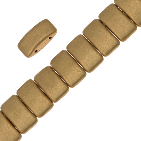 Glass Carrier Bead 9x17mm Two Hole Metallic Flax 15pcs (01710)