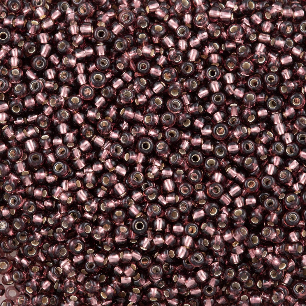 50g Czech Seed Bead 10/0 Silver Lined Amethyst (27060)