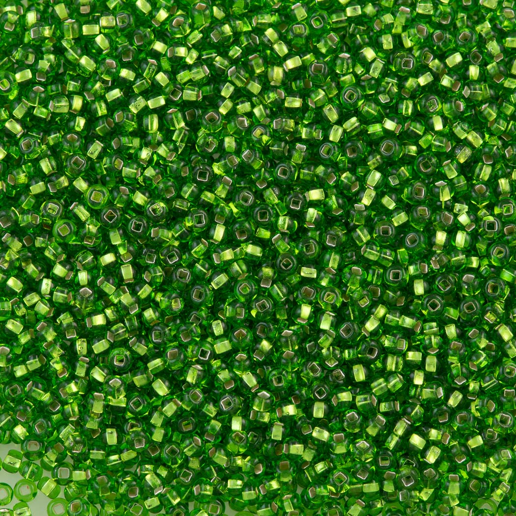 50g Czech Seed Bead 10/0 Silver Lined Light Green (57430)