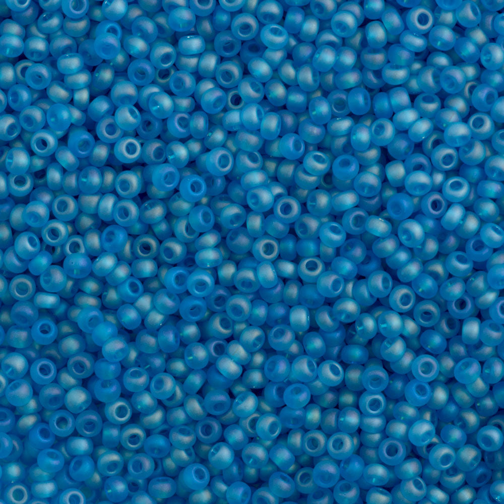 50g Czech Seed Bead 10/0 Transparent Matte Turquoise AB (61150)