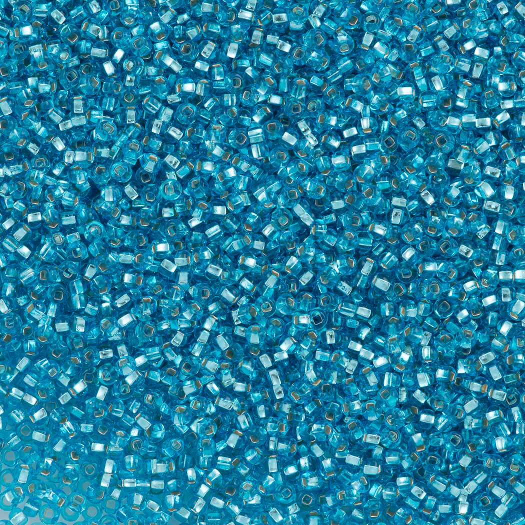 Czech Seed Bead 10/0 Silver Lined Aqua (67010)