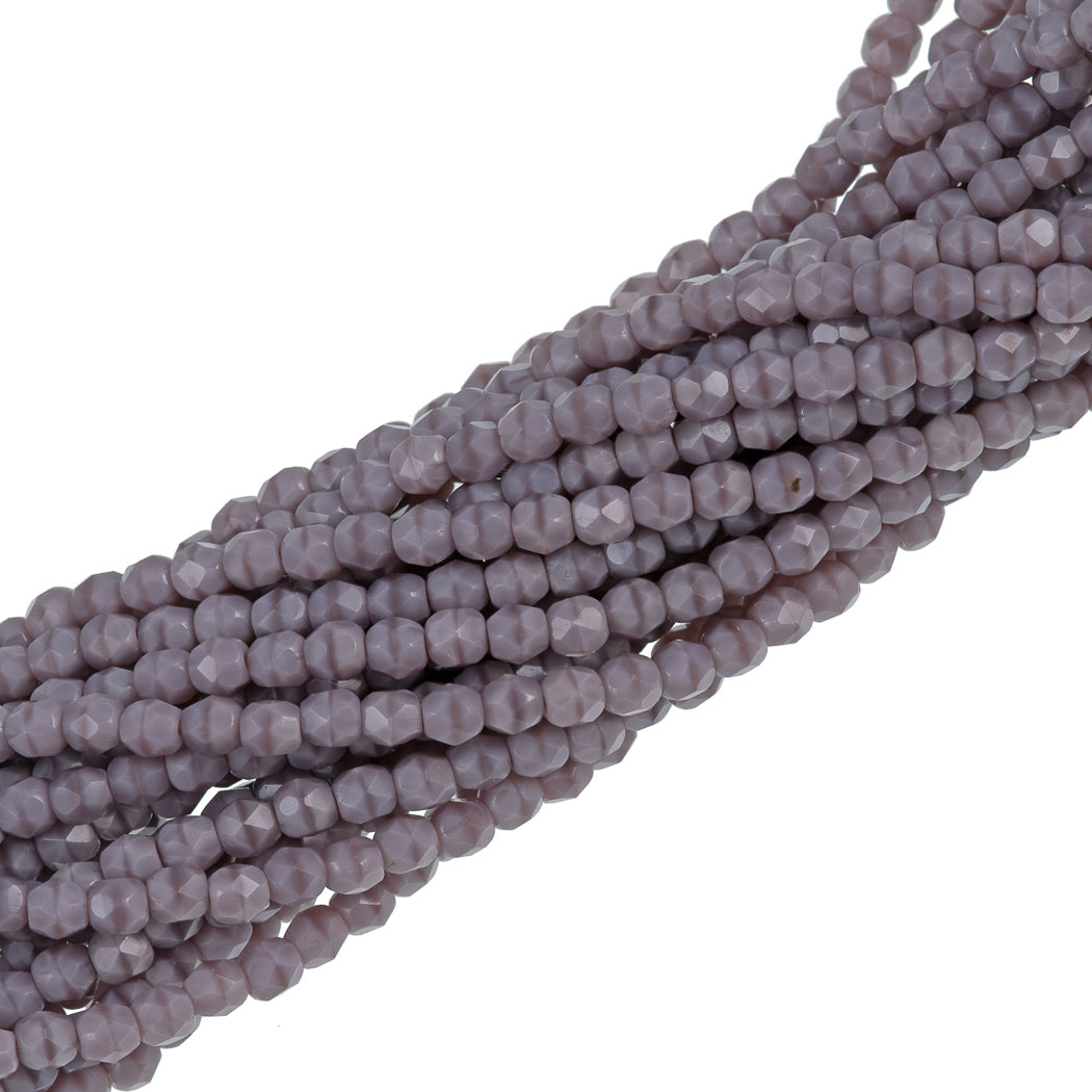 100 Czech Fire Polished 4mm Round Bead Lavender Coral (24010)