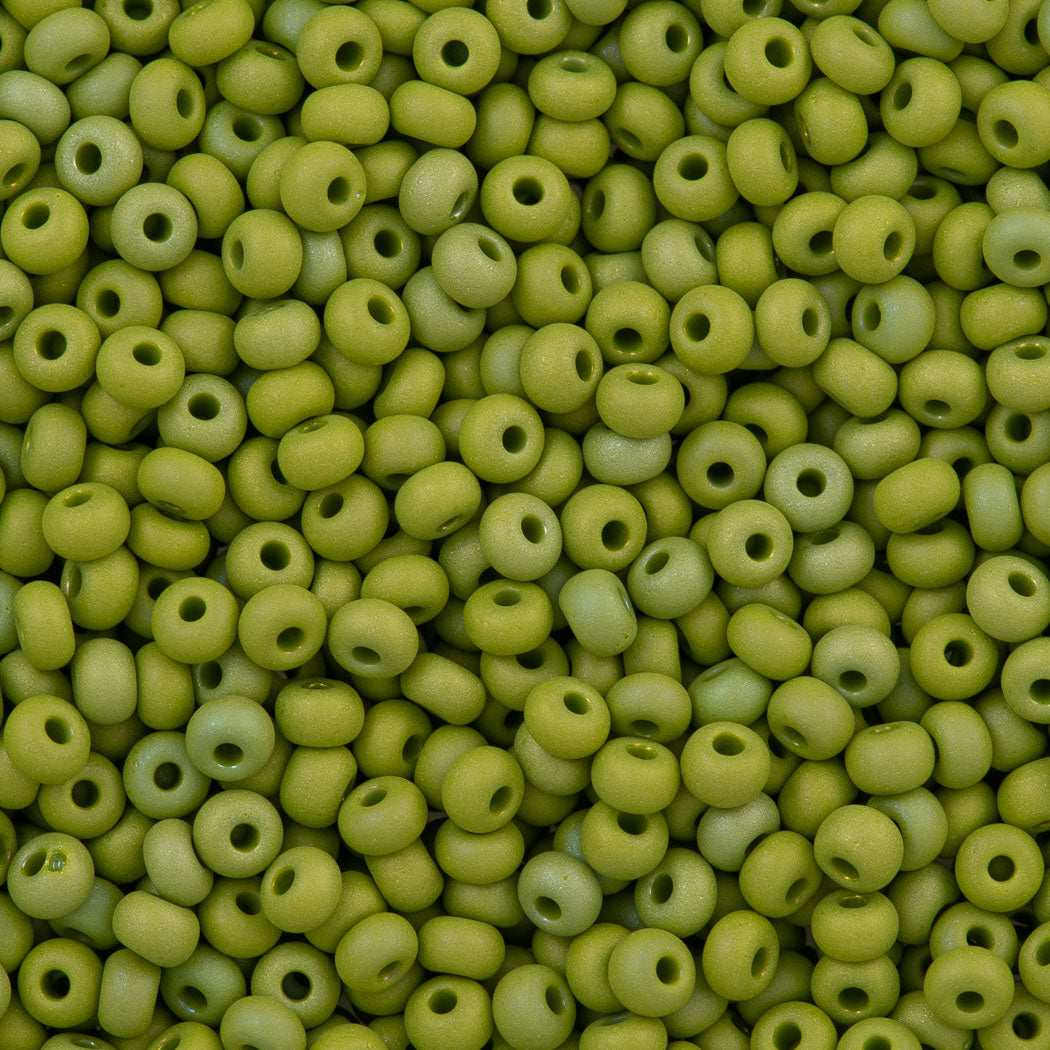 Czech Seed Bead 6/0 Matte Olive Green AB 2-inch Tube (54430M)