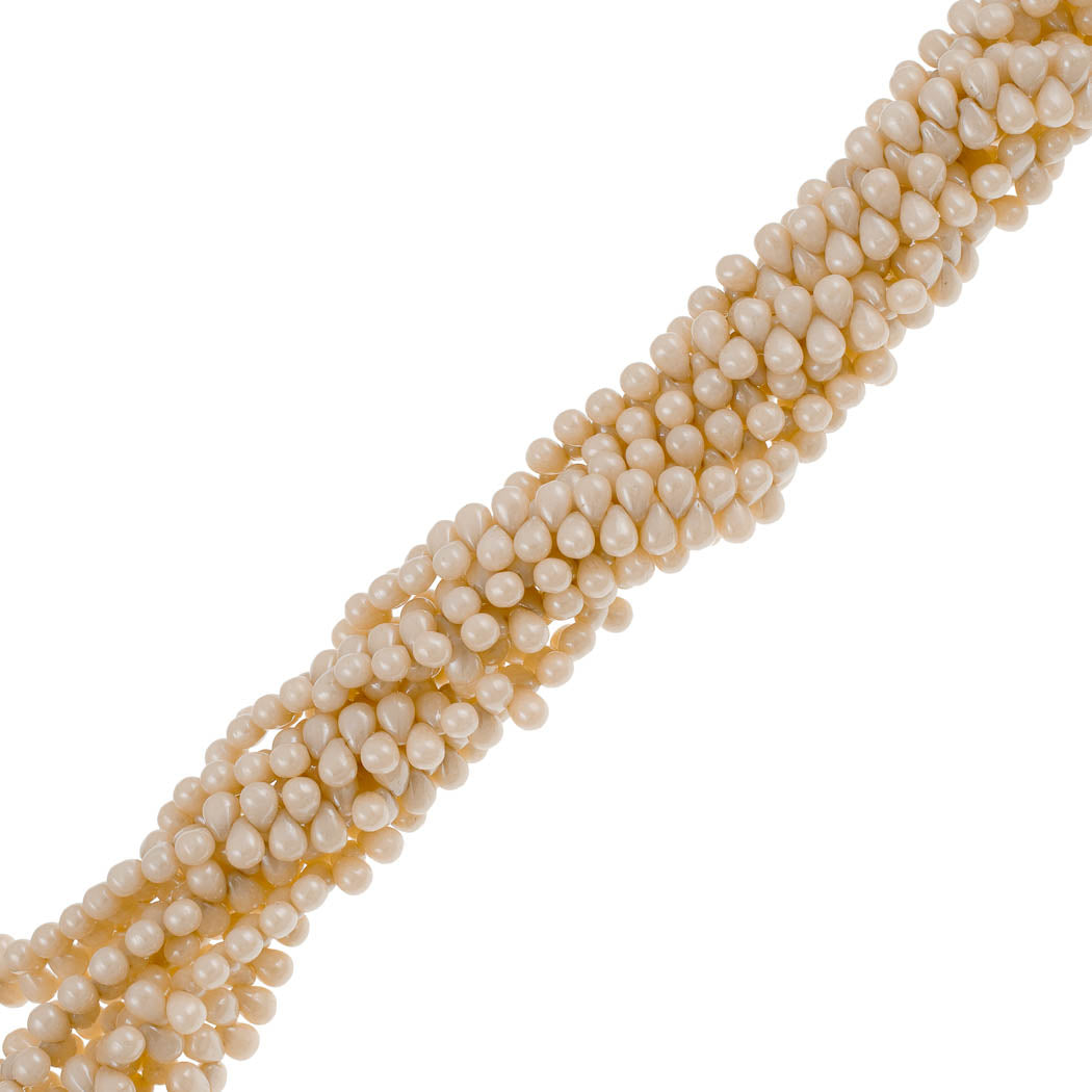 90 Czech 6x4mm Tear Drop Opaque Champagne Luster Beads (14413P)