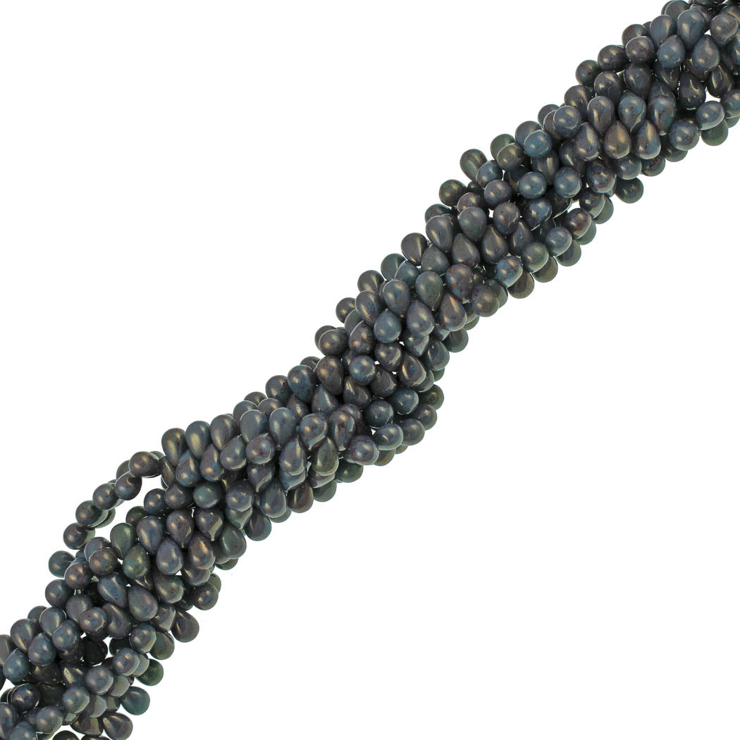 90 Czech 6x4mm Tear Drop Pink Luster Turquoise Beads (63130PT)