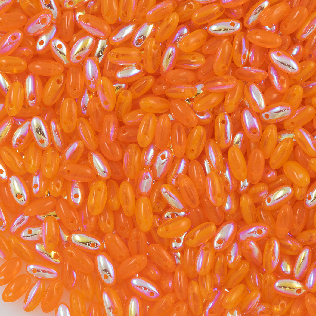 Czech Rizo 2.5x6mm Bead Opal Orange AB (81260AB)