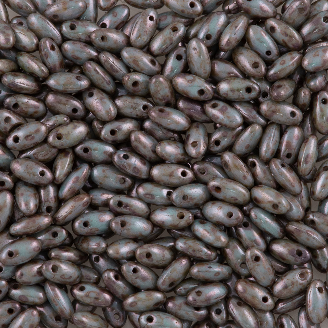 Czech Rizo 2.5x6mm Bead Opaque Green Luster (65431P)