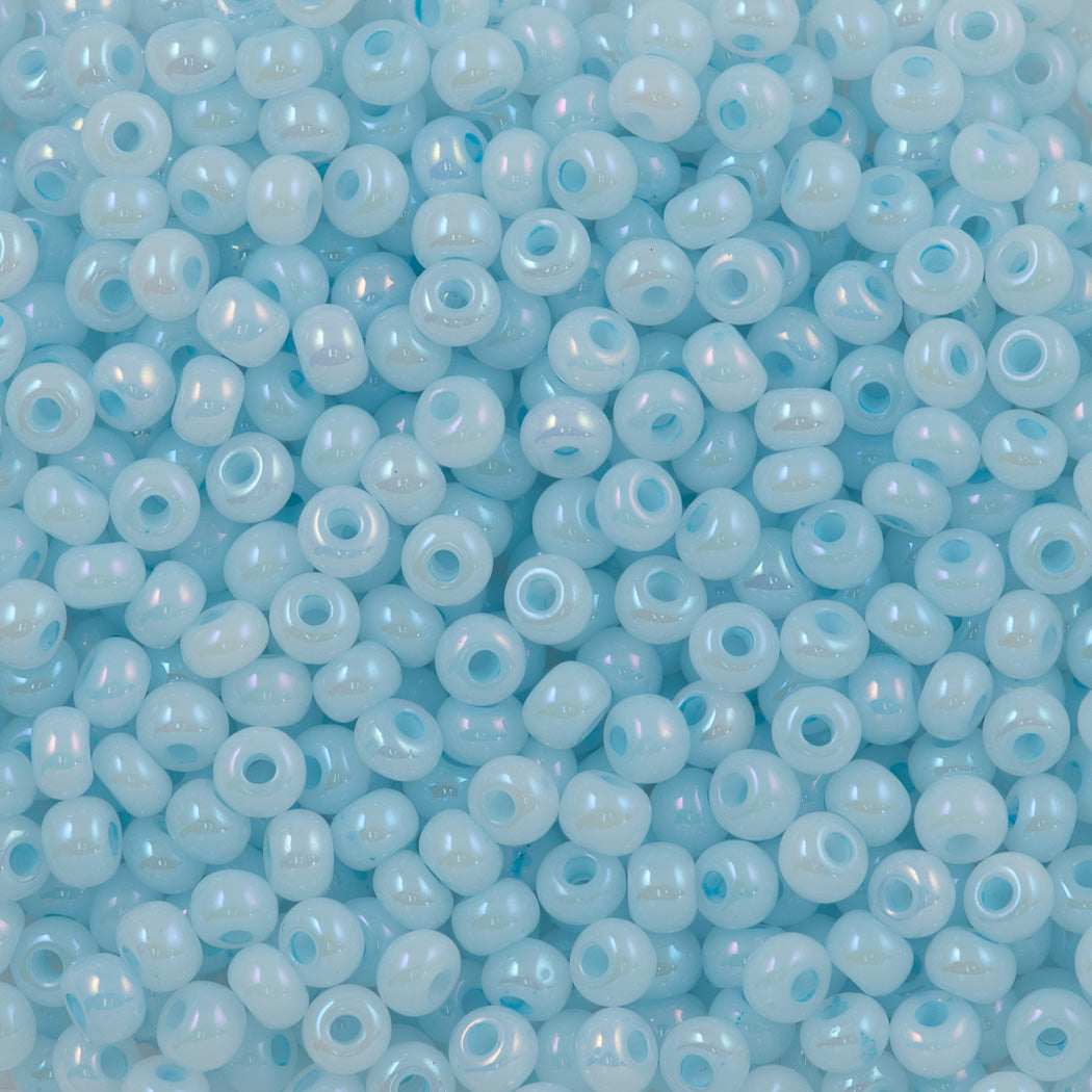 Czech Seed Bead 8/0 Blue Ceylon AB 2-inch Tube (57534)
