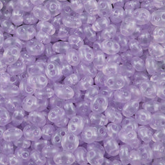 Preciosa Twin Two Hole Beads Crystal Pale Lilac Terra Pearl 22g Tube (08128)