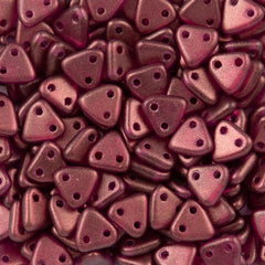 CzechMates 6mm Two Hole Triangle Beads Halo Madder Rose 8g Tube (29260)