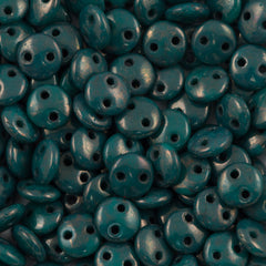 50 CzechMates 6mm Two Hole Lentil Dark Turquoise Moon Dust Beads (63150MD)