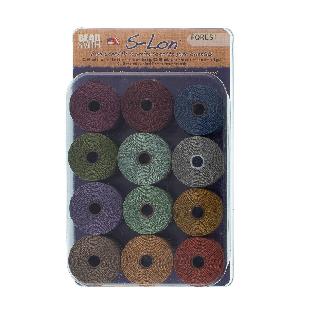 Forest 12pc Mix S-Lon Bead Cord Mix 77 Yard Spool .5mm TEX 210