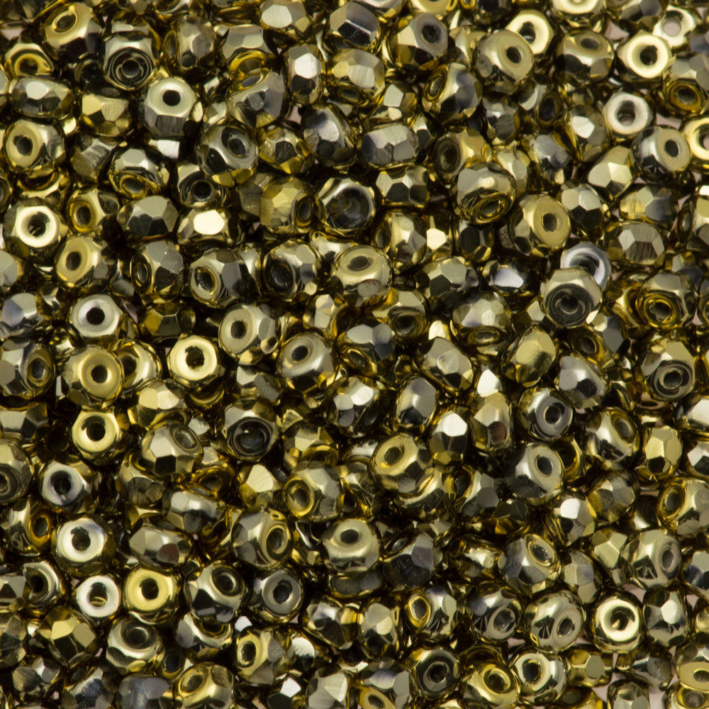 Czech Glass 2x3mm Faceted Micro Spacer Beads 100pcs Full Amber (26443)