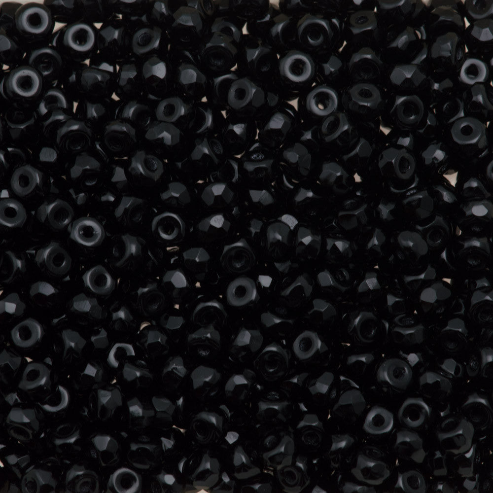 Czech Glass 2x3mm Faceted Micro Spacer Beads 100pcs Jet (23980)