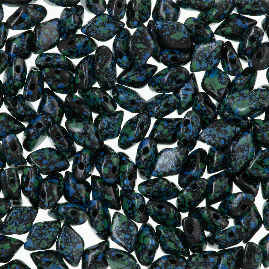 Gemduo Bead 8x5mm Jet & Blue Confetti 2-Inch Tube (24404)