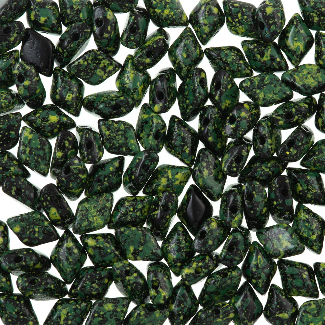 Gemduo Bead 8x5mm Jet & Green Confetti 2-Inch Tube (24405)