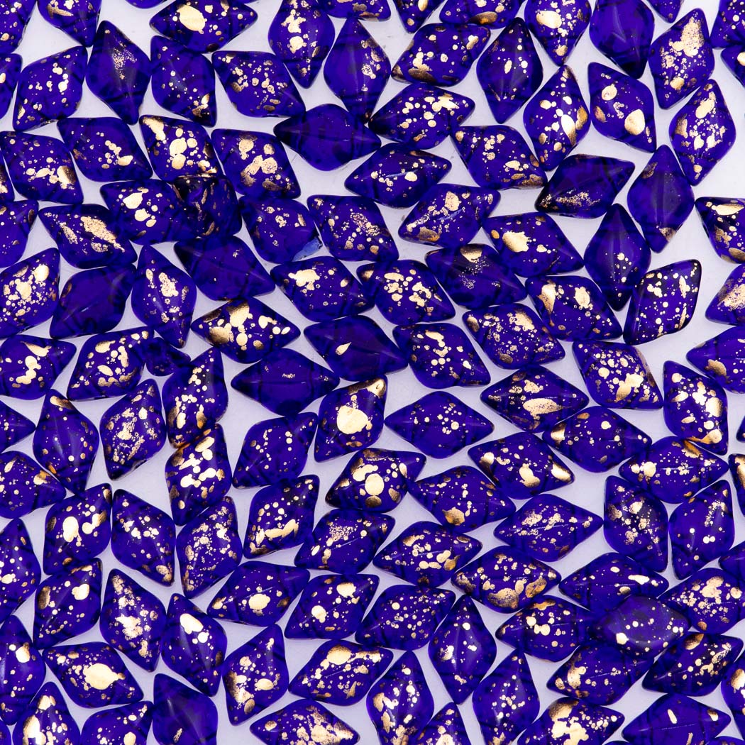 Gemduo Bead 8x5mm Gold Splash Cobalt Transparent 2-Inch Tube (30090GSP)