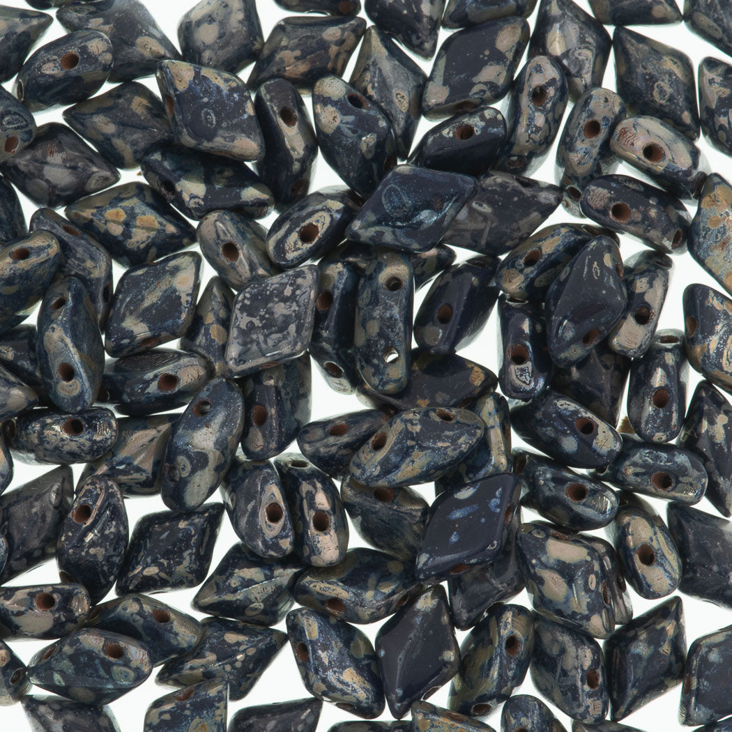 Gemduo Bead 8x5mm Navy Picasso 2-Inch Tube (33400T)