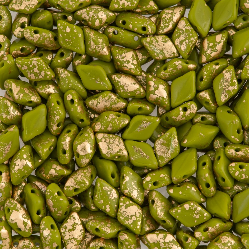 Gemduo Bead 8x5mm Gold Splash Wasabi Opaque 2-Inch Tube (53410GSP)