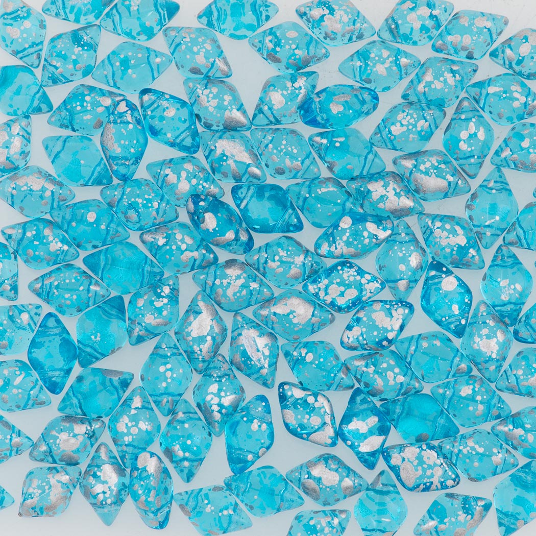 Gemduo Bead 8x5mm Silver Splash Aqua 2-Inch Tube (60020SSP)