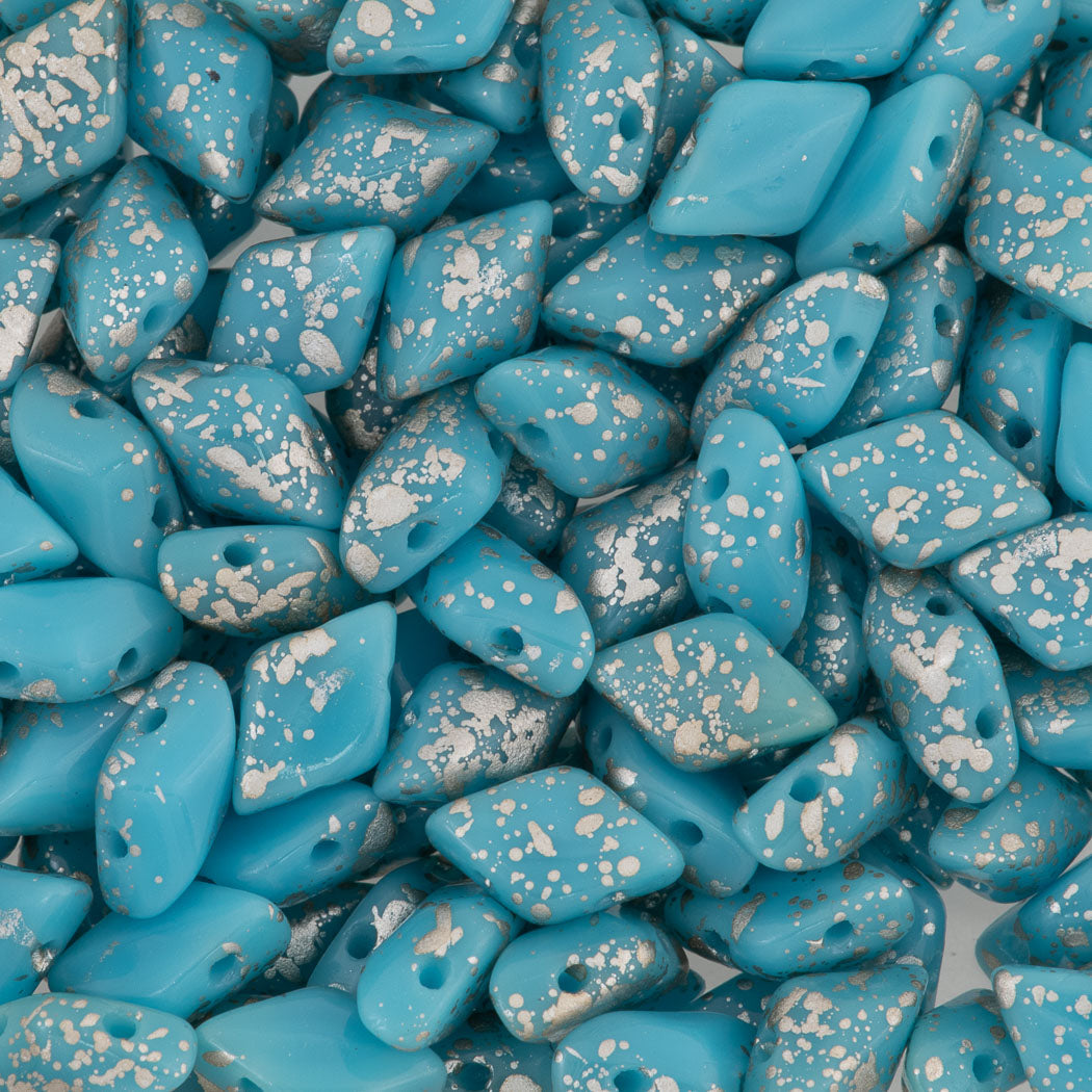 Gemduo Bead 8x5mm Silver Splash Blue Turquoise 2-Inch Tube (63030SSP)