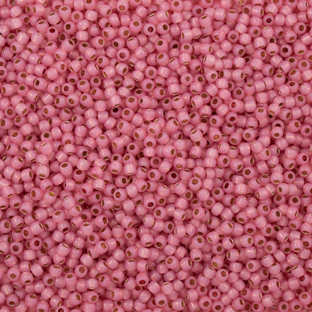 50g Toho Round Seed Bead 6/0 PermaFinish Translucent Silver Lined Mauve (2106PF)