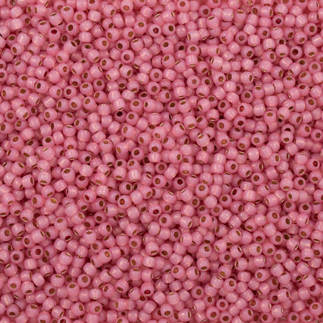 50g Toho Round Seed Bead 6/0 PermaFinish Translucent Silver Lined Mauve (2106PF)